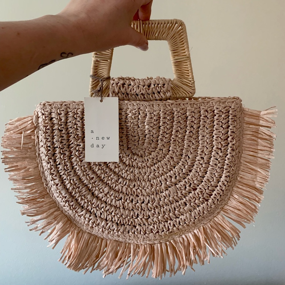 Blush woven handbag
